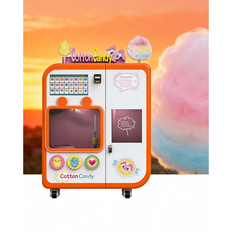 Arcade Vending & Laundry - 全自動綿菓子自動販売機（交換システム付き）業務用4種フレーバー砂糖製造機（モール、アーケード、店舗向け）